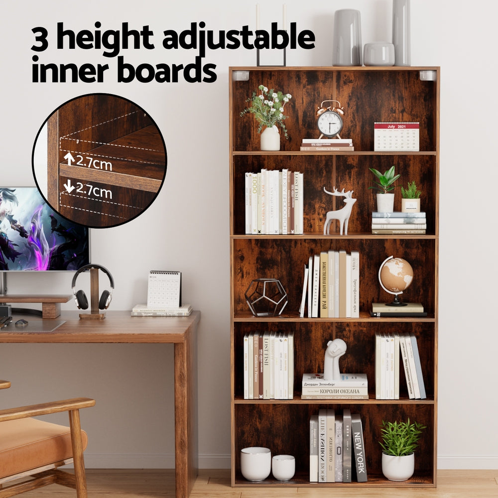 Artiss Bookshelf 5 Tiers Walnut 6