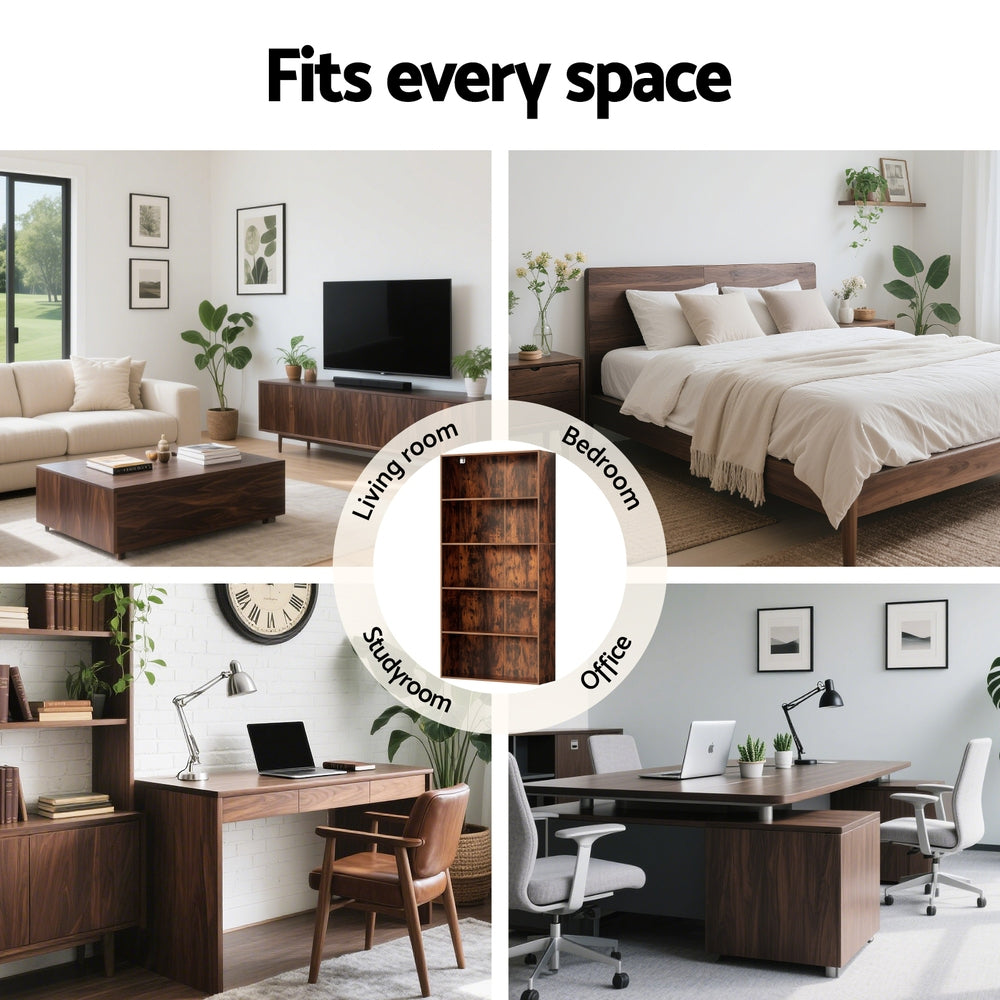Artiss Bookshelf 5 Tiers Walnut 7