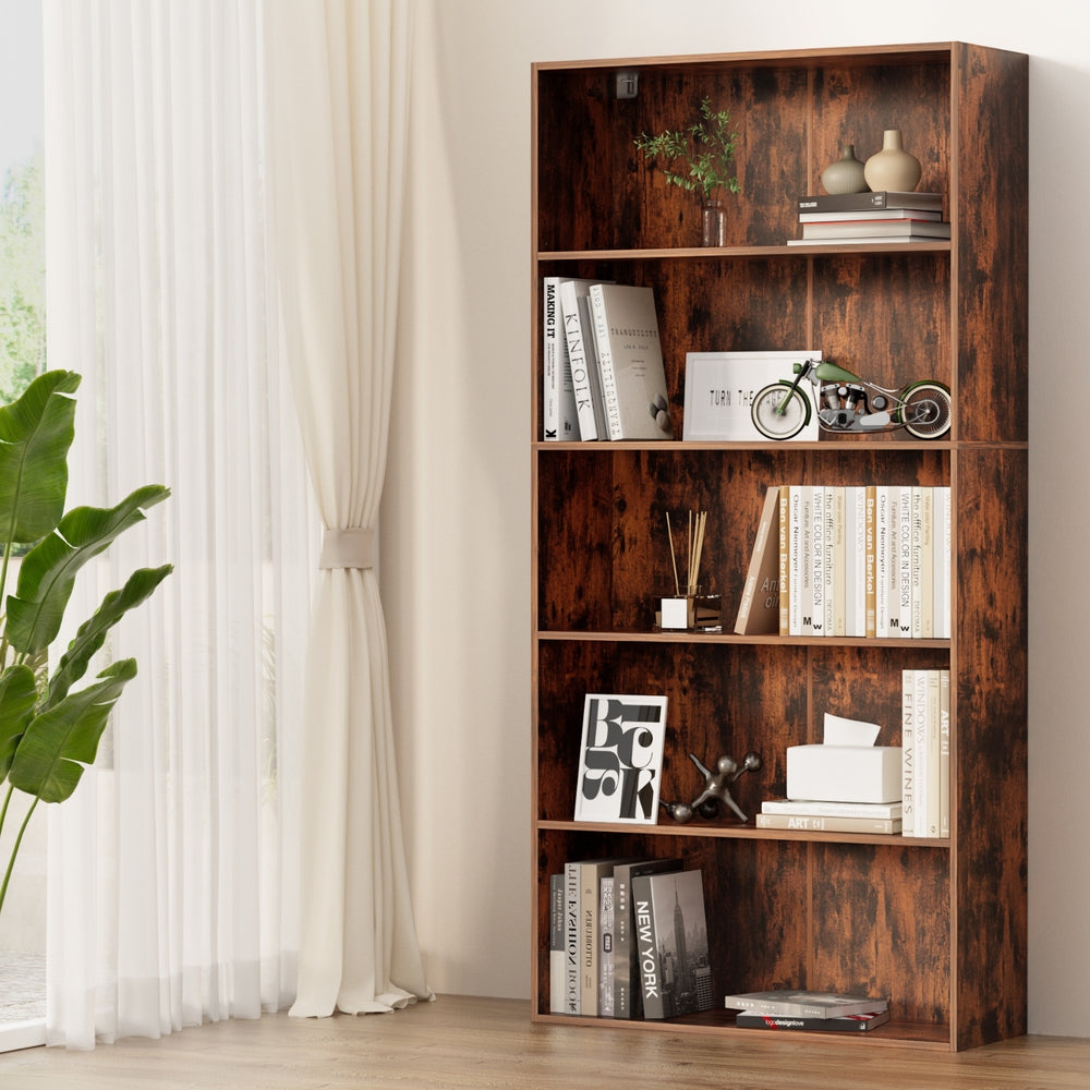 Artiss Bookshelf 5 Tiers Walnut 8