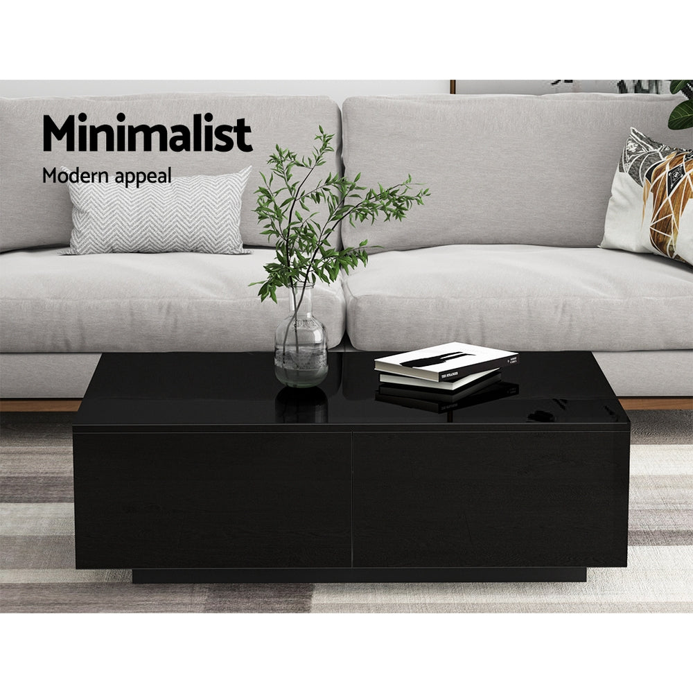 Artiss Coffee Table 4 Drawers Black Trevi 3