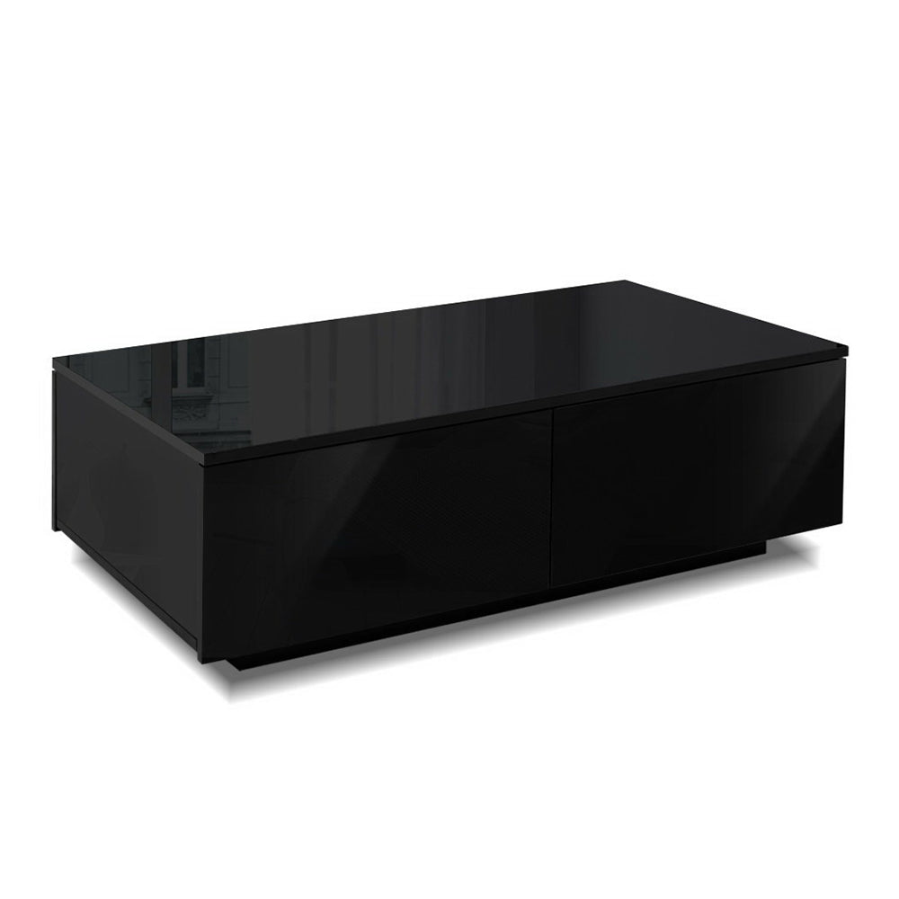 Artiss Coffee Table 4 Drawers Black Trevi 8