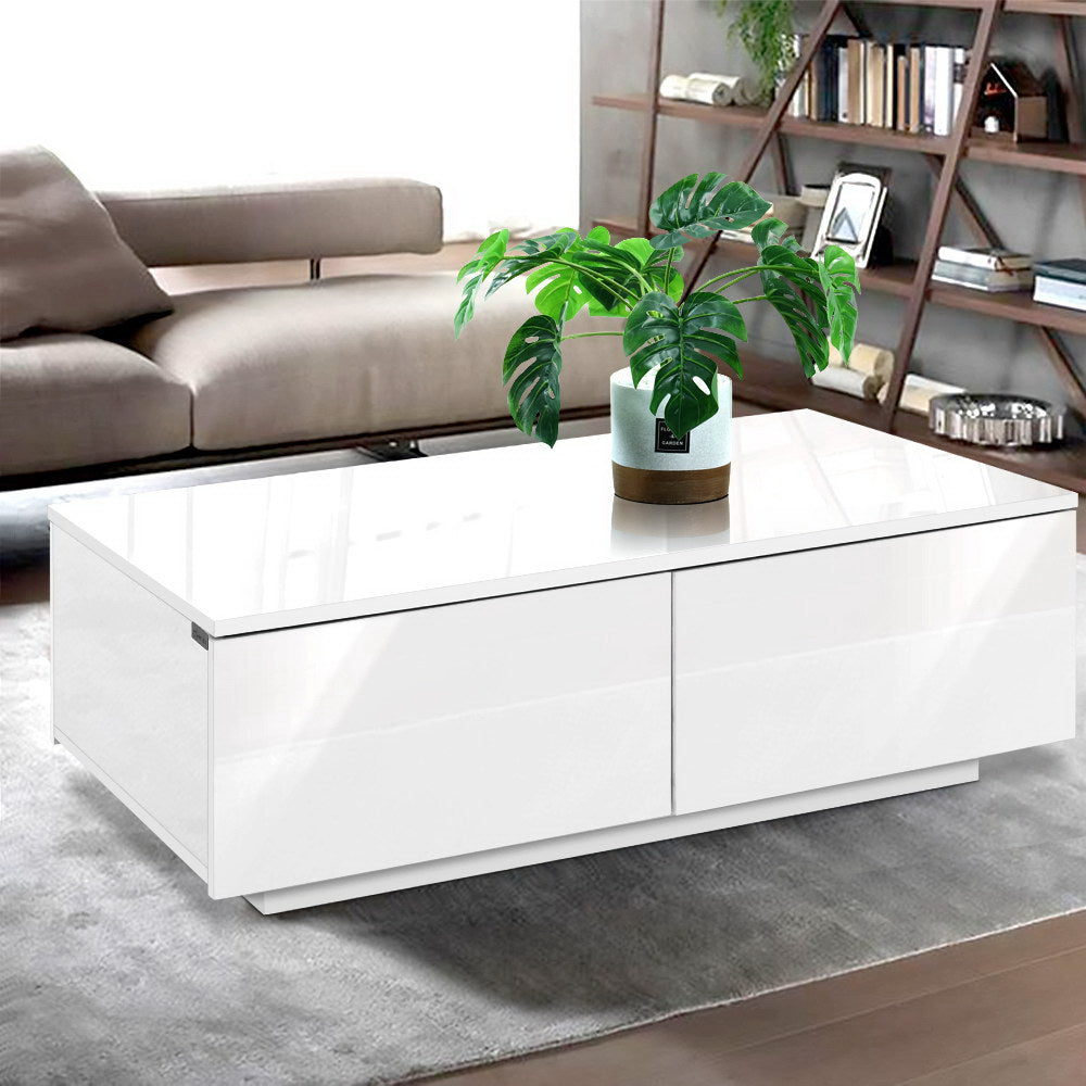 Artiss Coffee Table 4 Drawers White Trevi 7