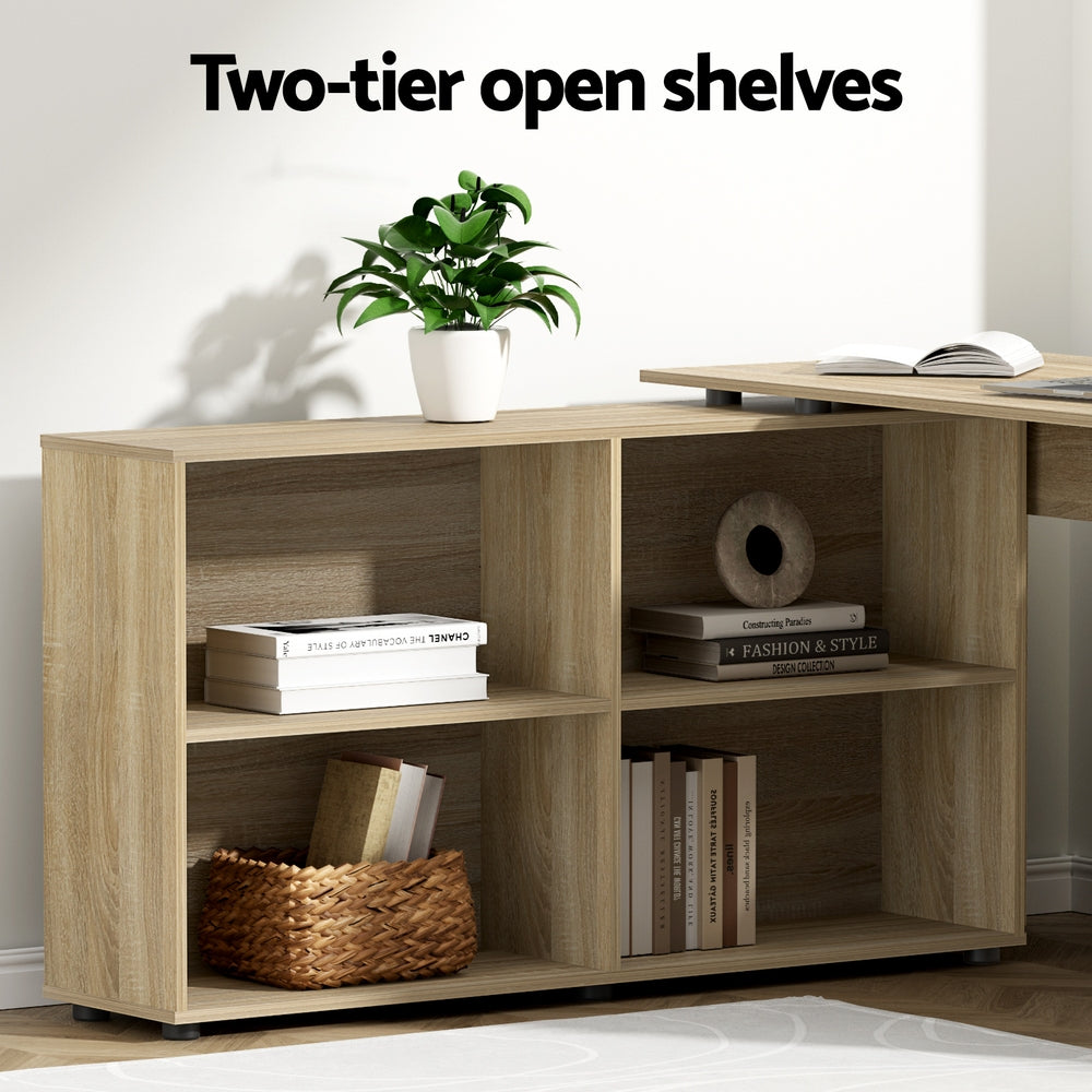 Artiss Computer Desk Bookshelf Oak 130CM 5