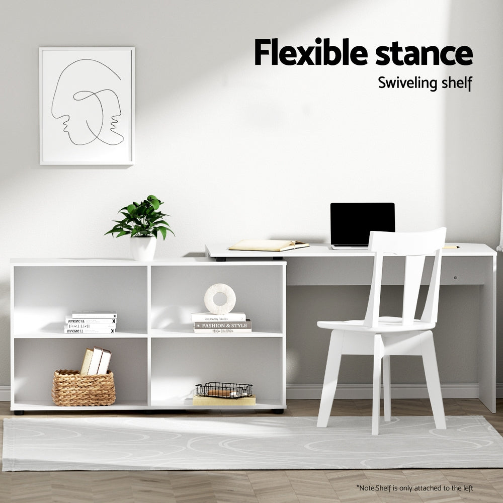 Artiss Computer Desk Bookshelf White 130CM 4