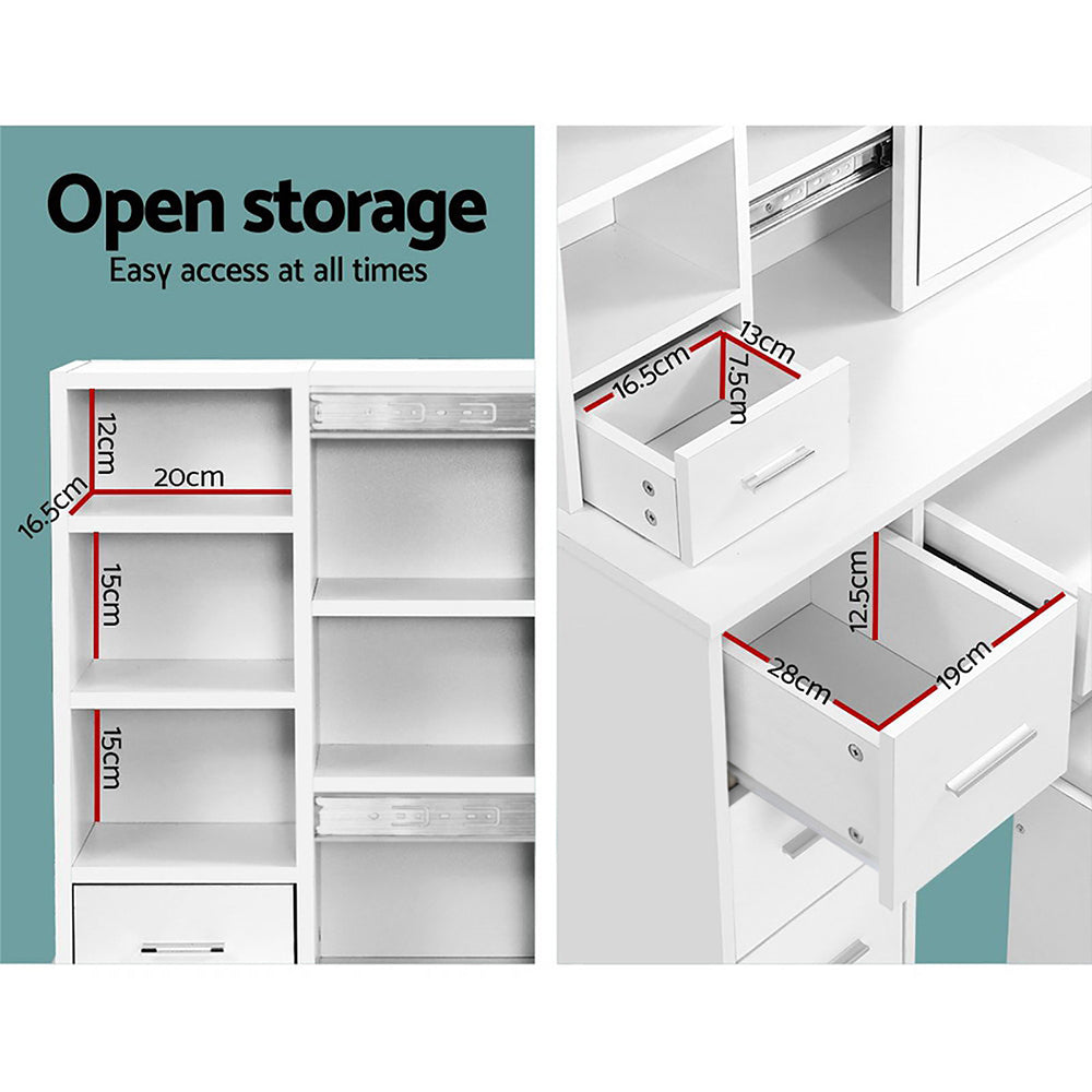 Artiss Dressing Table Stool Set Sliding Mirror White Diane 8