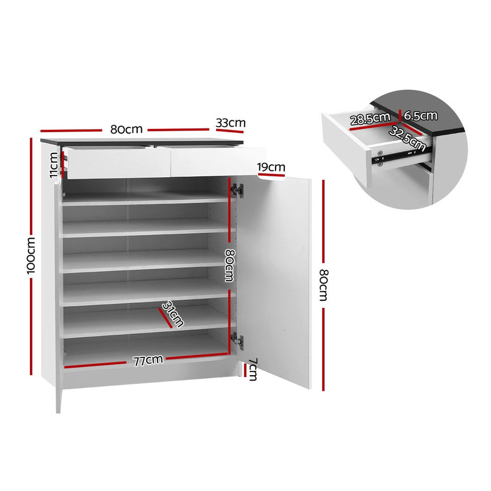 Artiss Shoe Rack Cabinet 30 Pairs White Eve 4