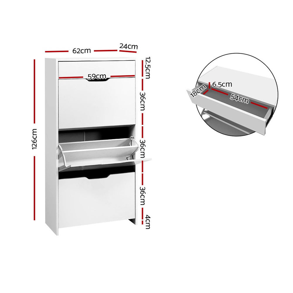 Artiss Shoe Rack Cabinet 24 Pairs White Luna 4