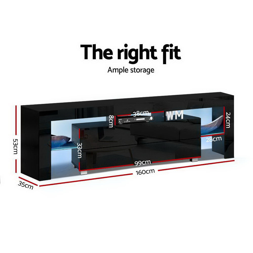 Artiss Entertainment Unit TV Cabinet LED 160cm Black Elo 4