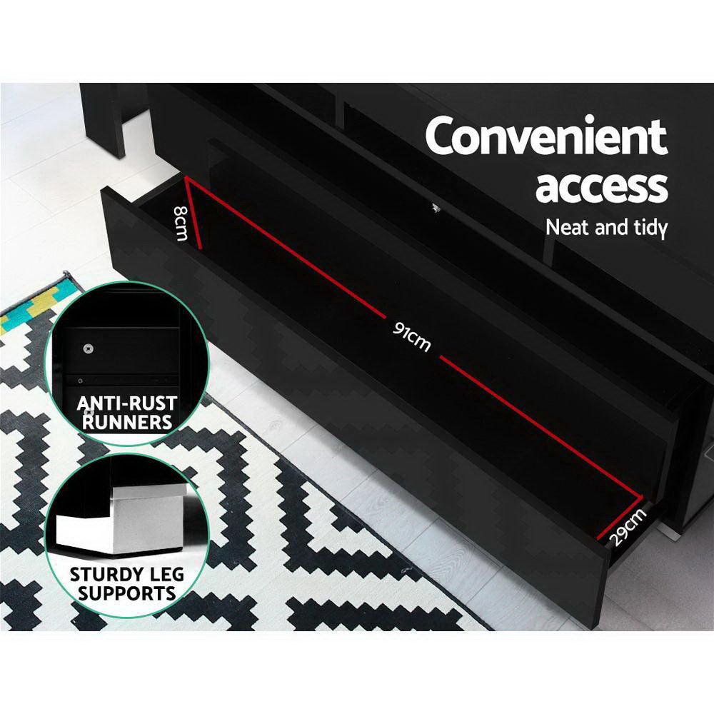 Artiss Entertainment Unit TV Cabinet LED 160cm Black Elo 8