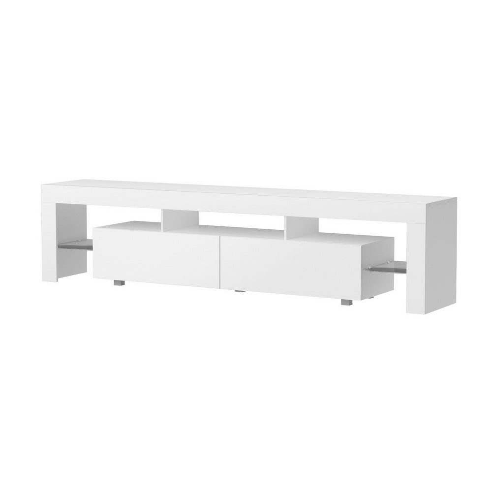 Artiss TV Cabinet Entertainment Unit Stand RGB LED Gloss Furniture 200cm White 3