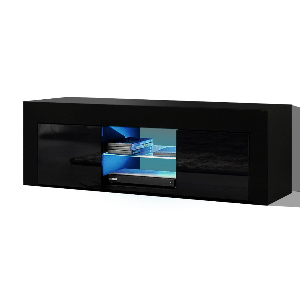 Artiss Entertainment Unit TV Cabinet LED 130cm Black Angus 3