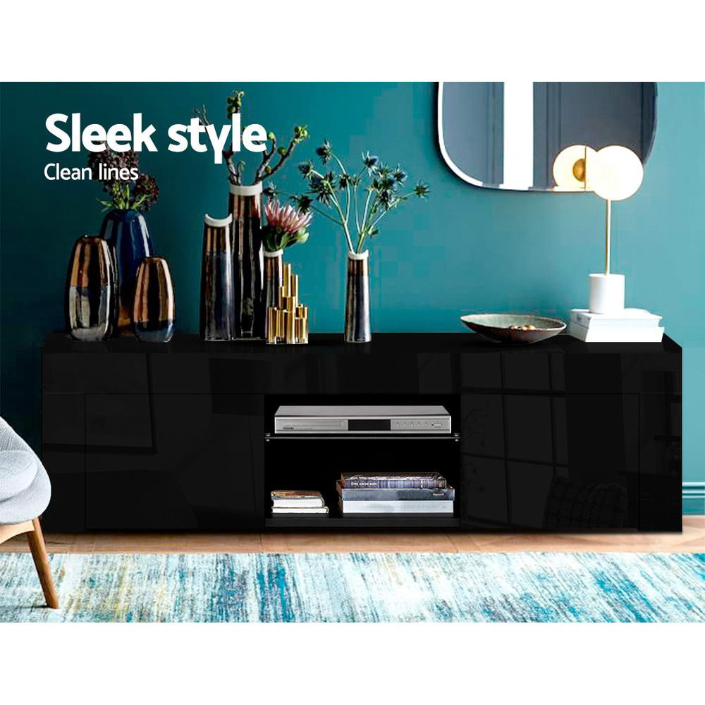 Artiss Entertainment Unit TV Cabinet LED 130cm Black Angus 5