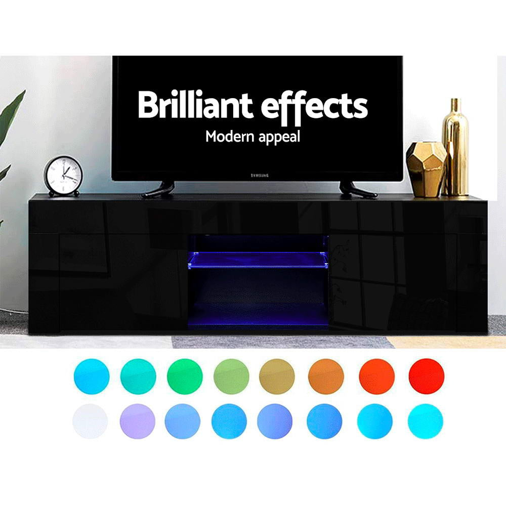 Artiss Entertainment Unit TV Cabinet LED 130cm Black Angus 6