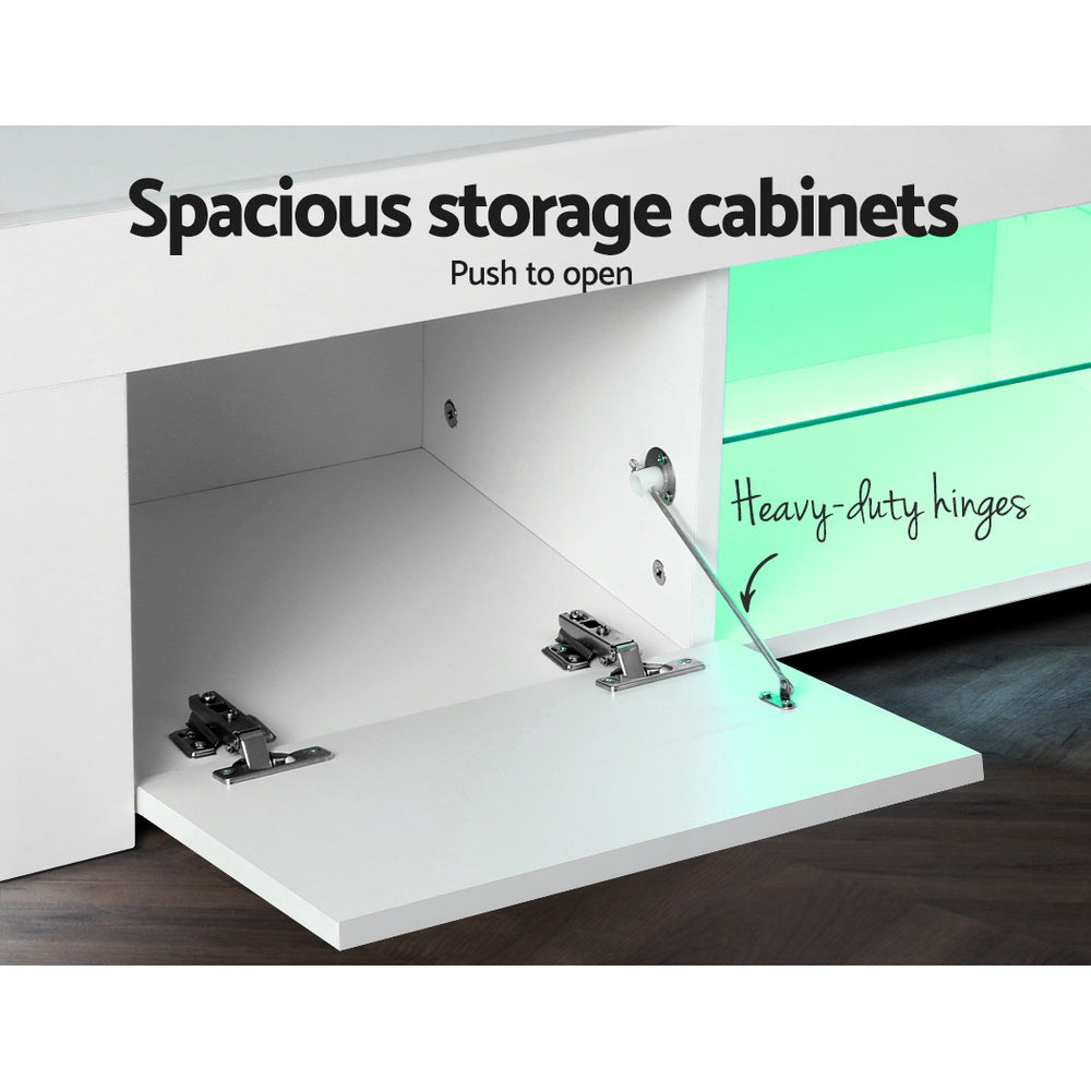 Artiss Entertainment Unit TV Cabinet LED 130cm White Angus 8