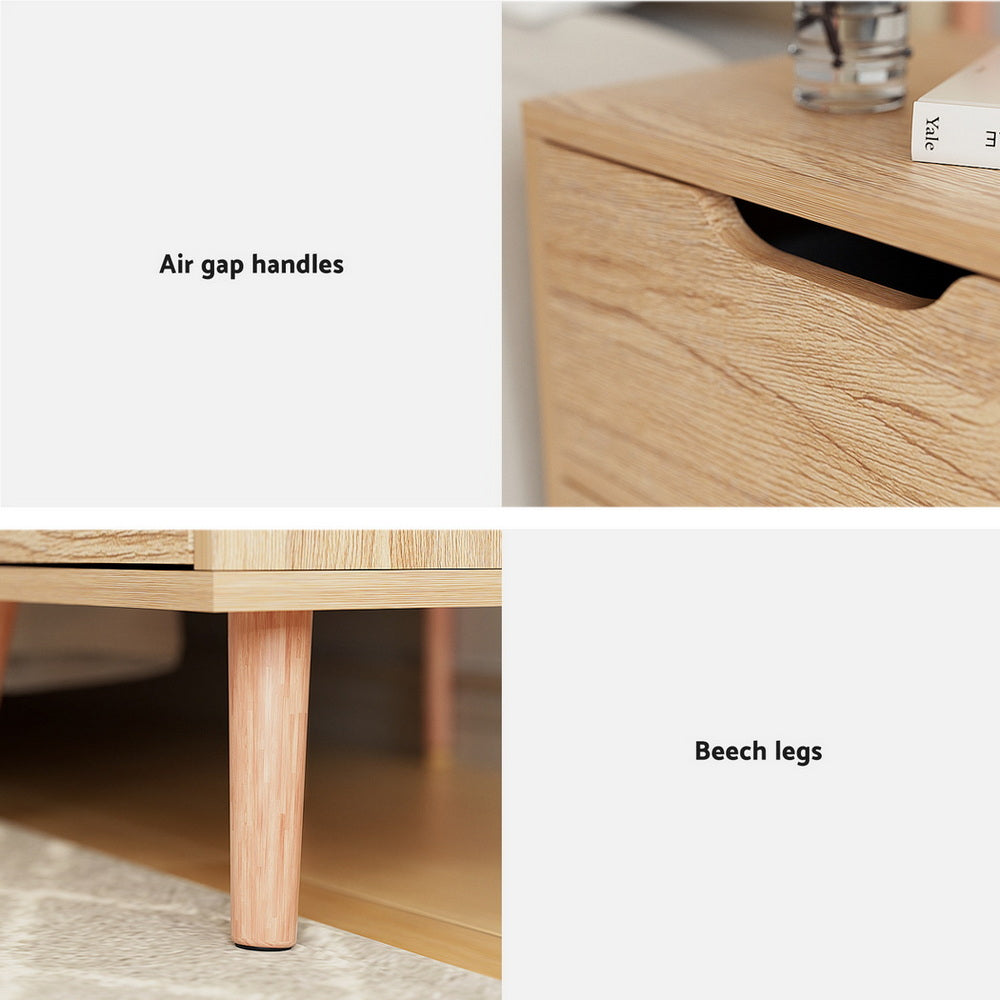 Artiss 2 x Bedside Table 2 Drawers - BODEN Pine 6