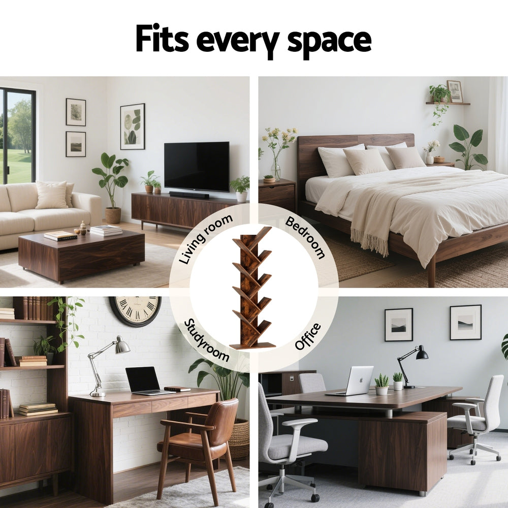Artiss Tree Bookshelf 9 Tiers Walnut 6