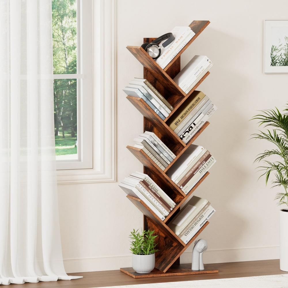 Artiss Tree Bookshelf 9 Tiers Walnut 7