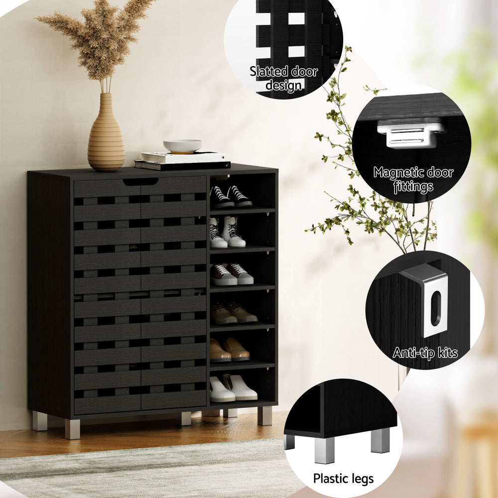 Artiss Shoe Rack Cabinet 6 Tier Storage Shelf Black 5