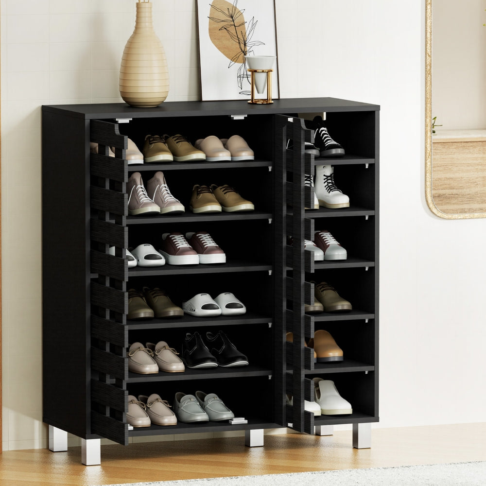 Artiss Shoe Rack Cabinet 6 Tier Storage Shelf Black 7