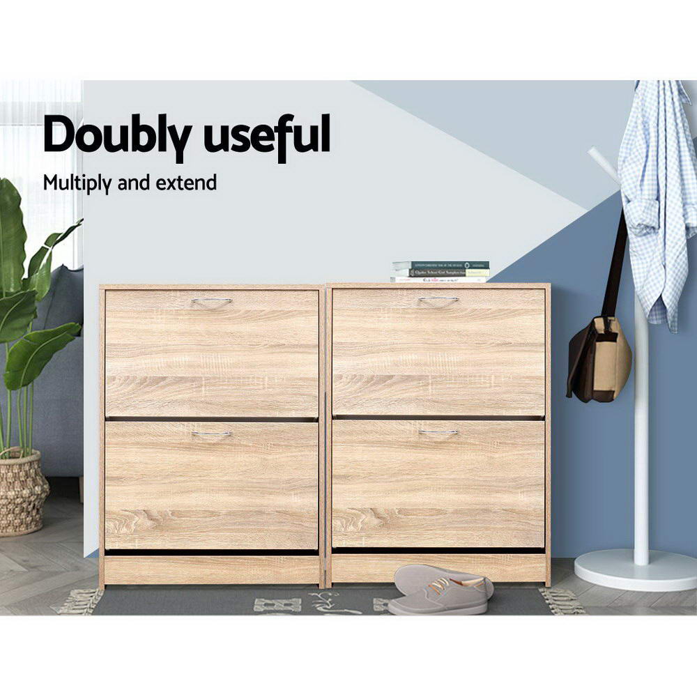 Artiss Shoe Rack Cabinet 24 Pairs 3-tier Wood Nina 8