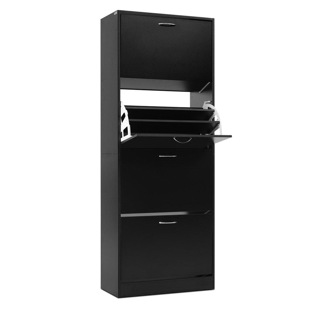 Artiss Shoe Rack Cabinet 60 Pairs 4 Doors - Black 3