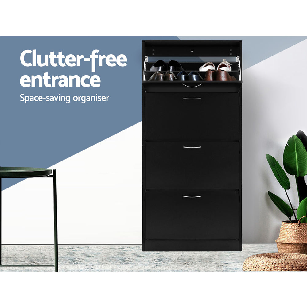 Artiss Shoe Rack Cabinet 60 Pairs 4 Doors - Black 5