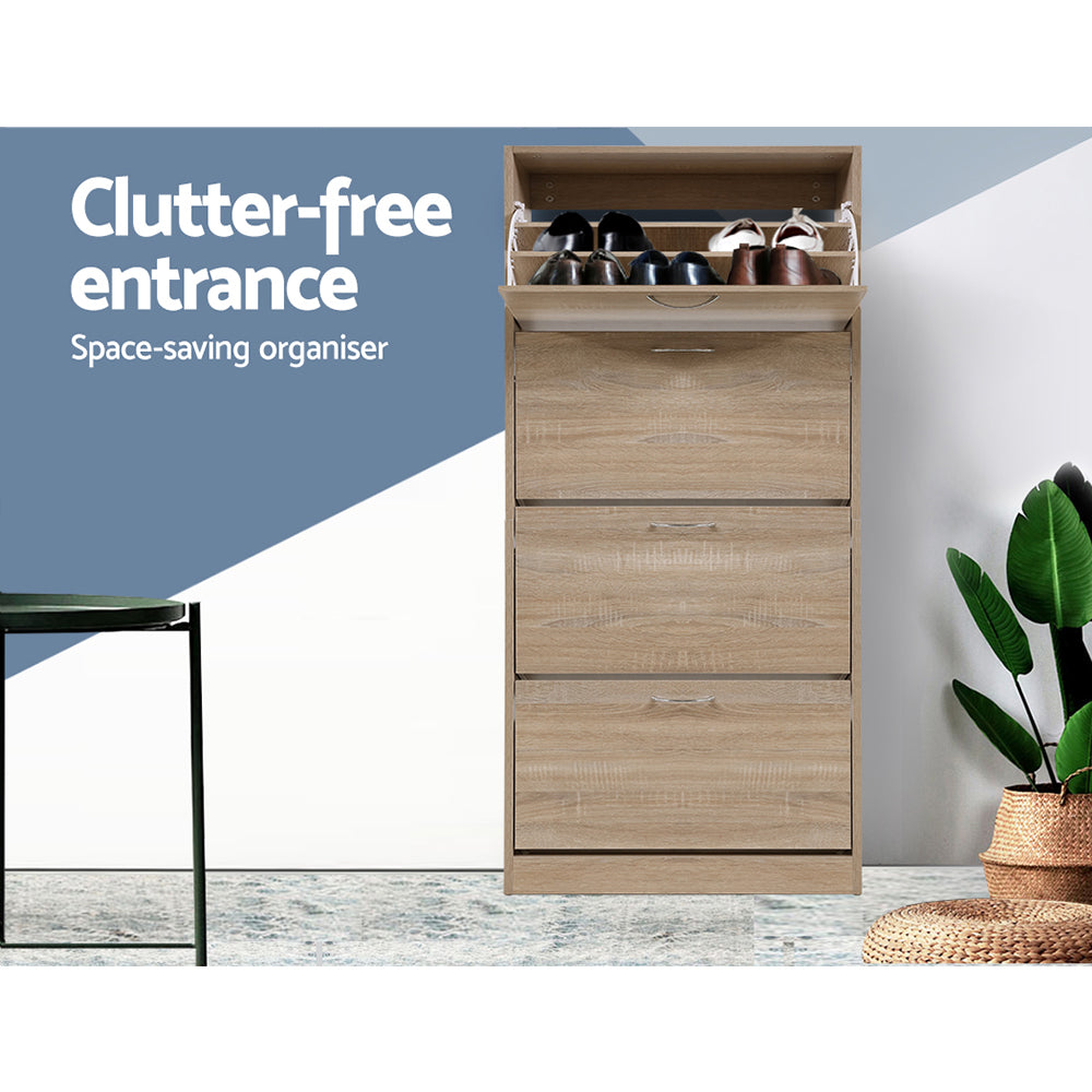 Artiss Shoe Rack Cabinet 60 Pairs 4 Doors - Wood 5