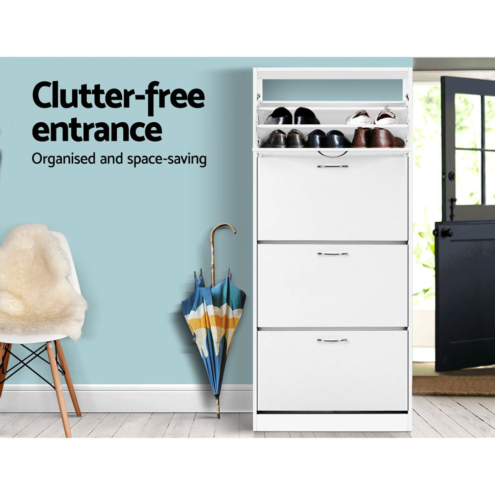 Artiss Shoe Rack Cabinet 60 Pairs 4 Doors - White 5
