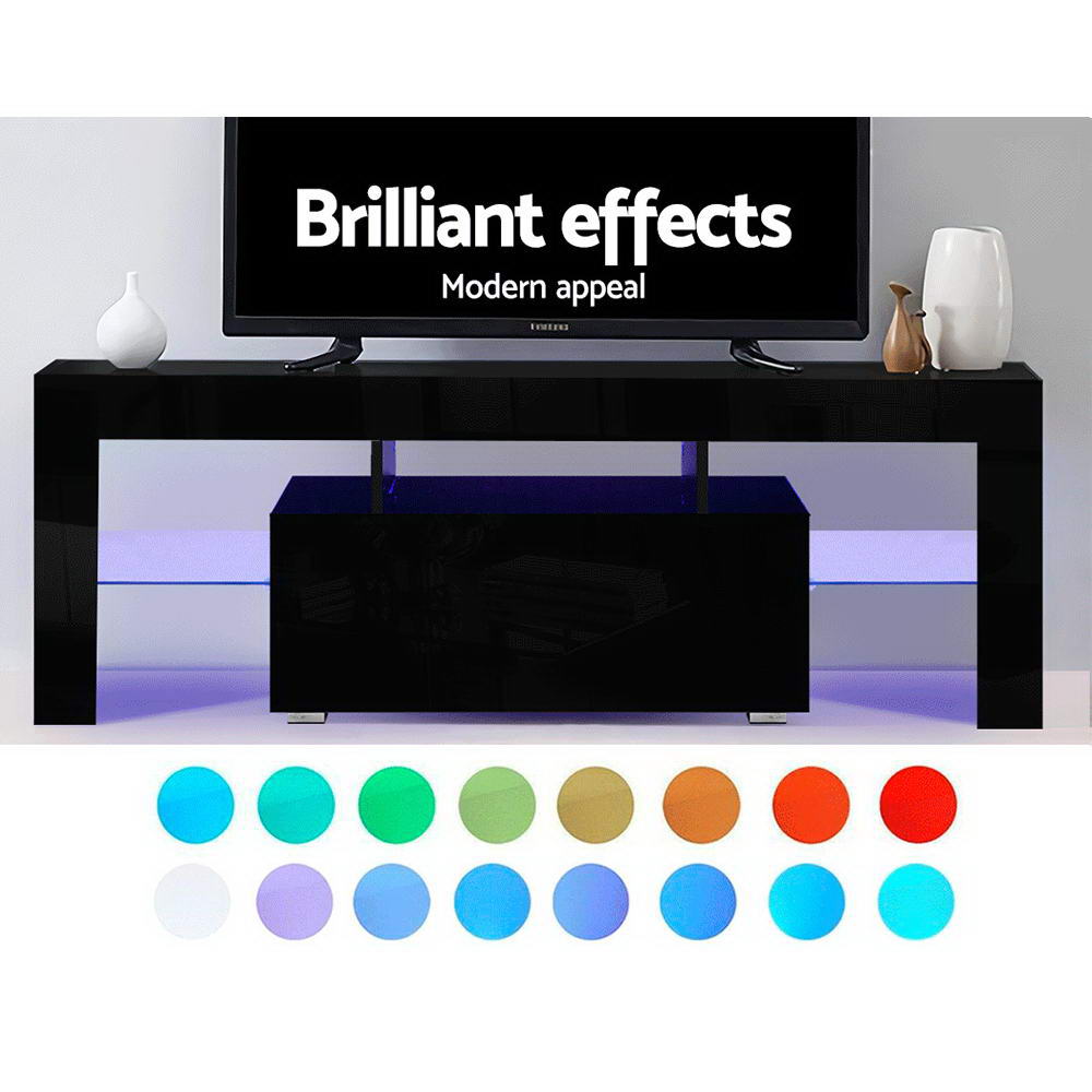 Artiss Entertainment Unit TV Cabinet LED 130cm Black Elo 6