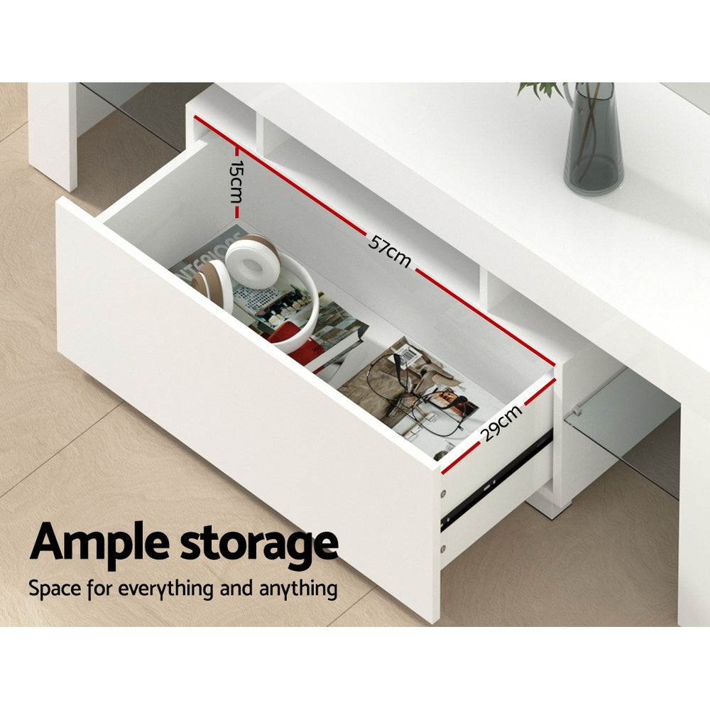 Artiss Entertainment Unit TV Cabinet LED 130cm White Elo 7