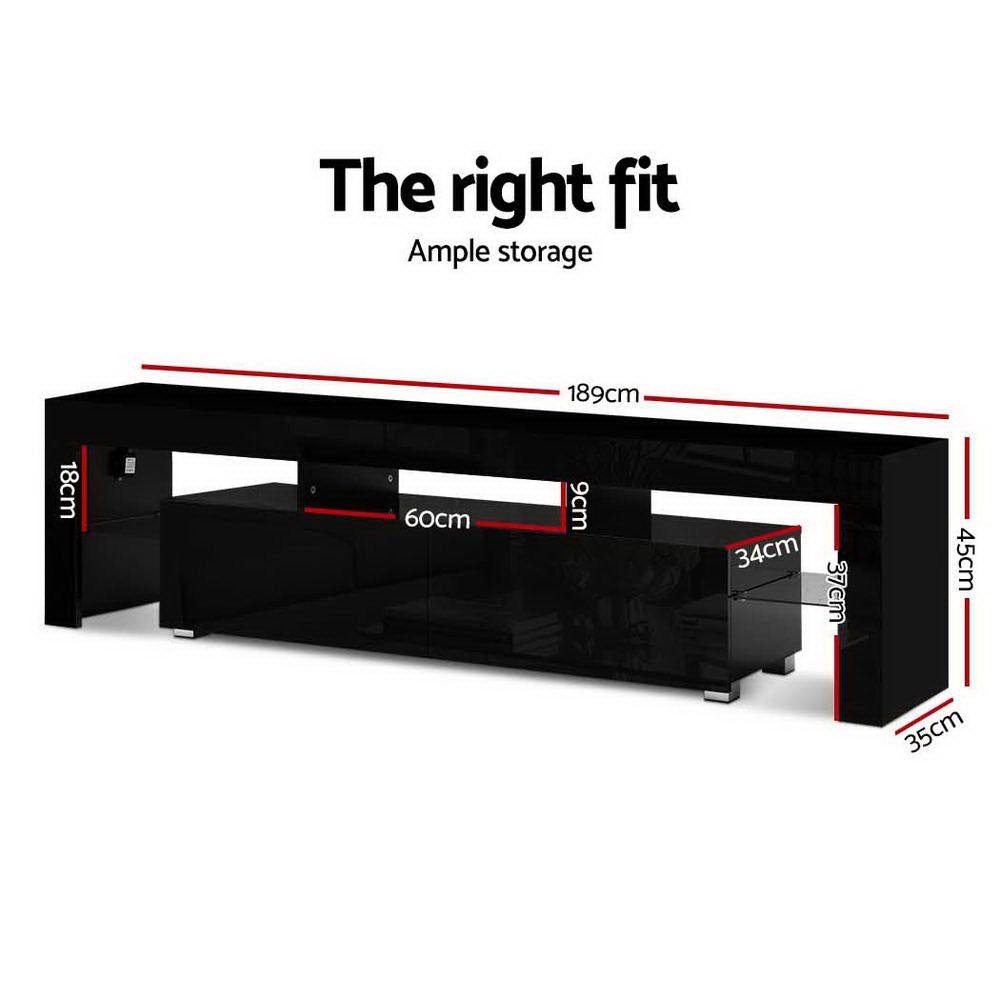 Artiss Entertainment Unit TV Cabinet LED 189cm Black Elo 4