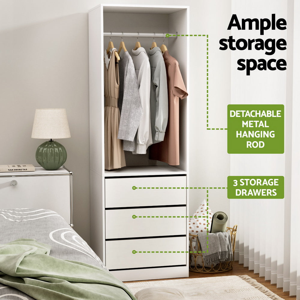 Artiss Wardrobe Clothes Closet Storage Organizer White 5