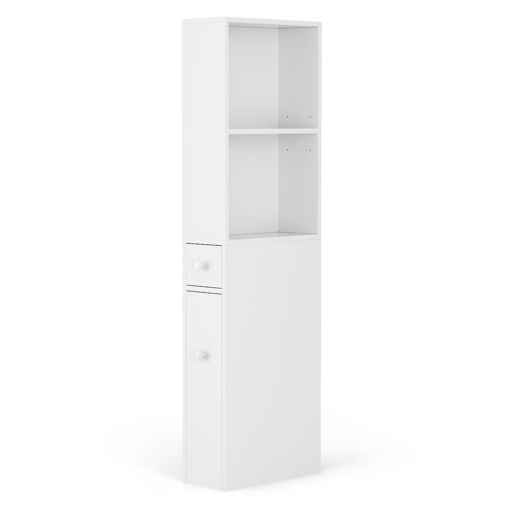 Artiss Bathroom Cabinet Storage Slim Organiser Drawer Toilet Corner 135cm White 4
