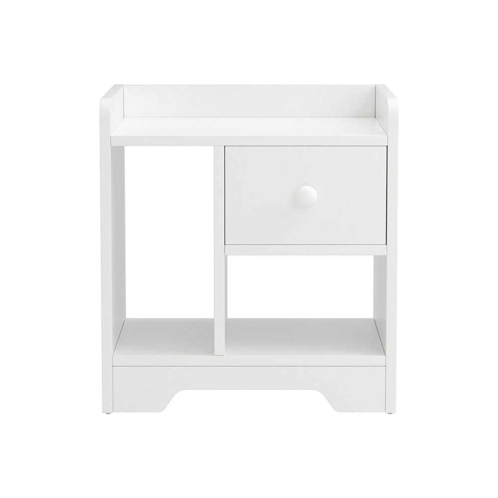 Artiss Bedside Table Drawer Nightstand Side End Table Storage Open Shelf White 3
