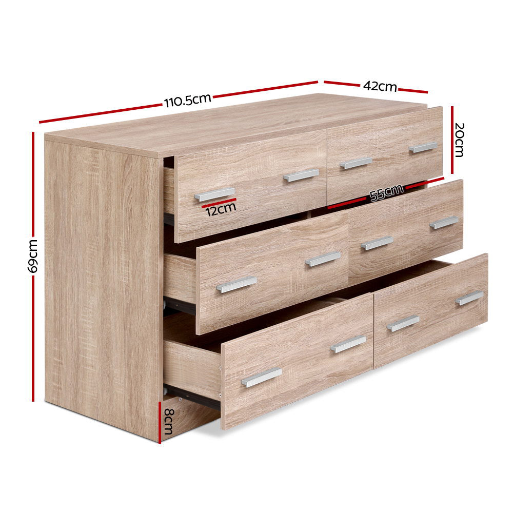 Artiss 6 Chest of Drawers - VEDA Pine 4