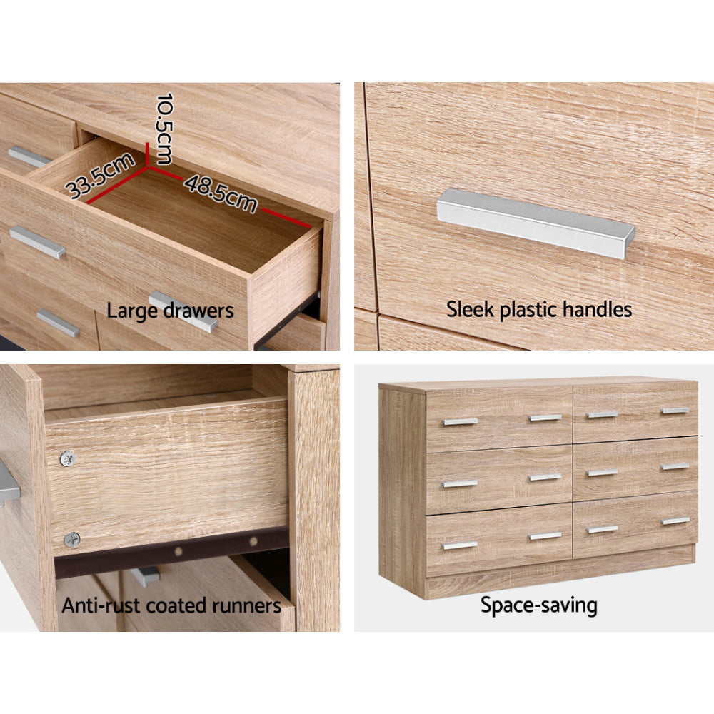 Artiss 6 Chest of Drawers - VEDA Pine 7