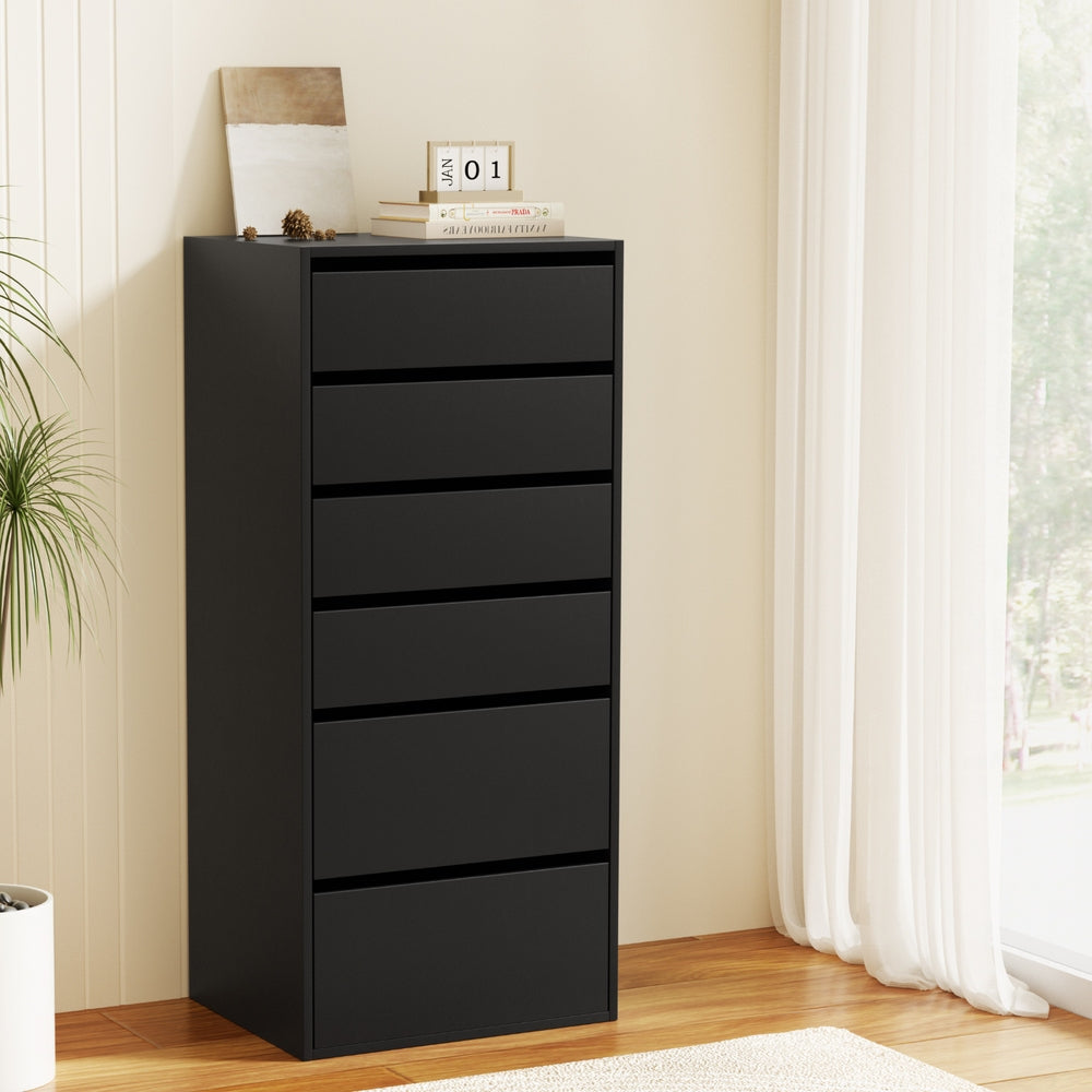 Artiss 6 Chest of Drawers Dresser Tallboy Black 8