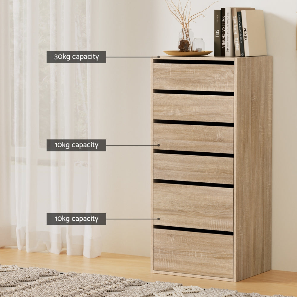 Artiss 6 Chest of Drawers Dresser Tallboy Pine 6