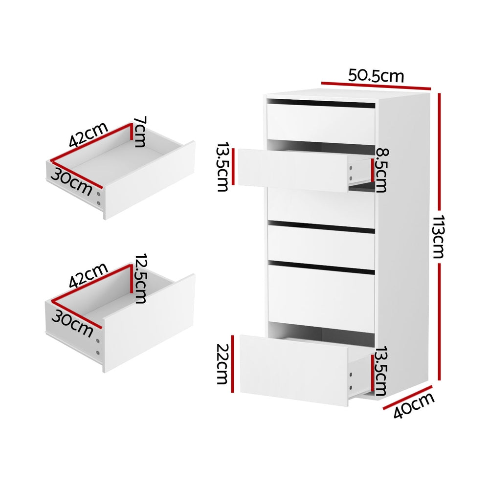 Artiss 6 Chest of Drawers Dresser Tallboy White 3