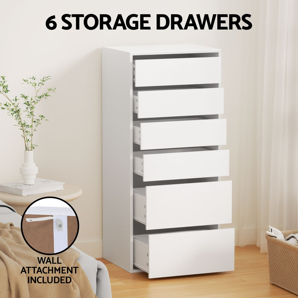Artiss 6 Chest of Drawers Dresser Tallboy White 5