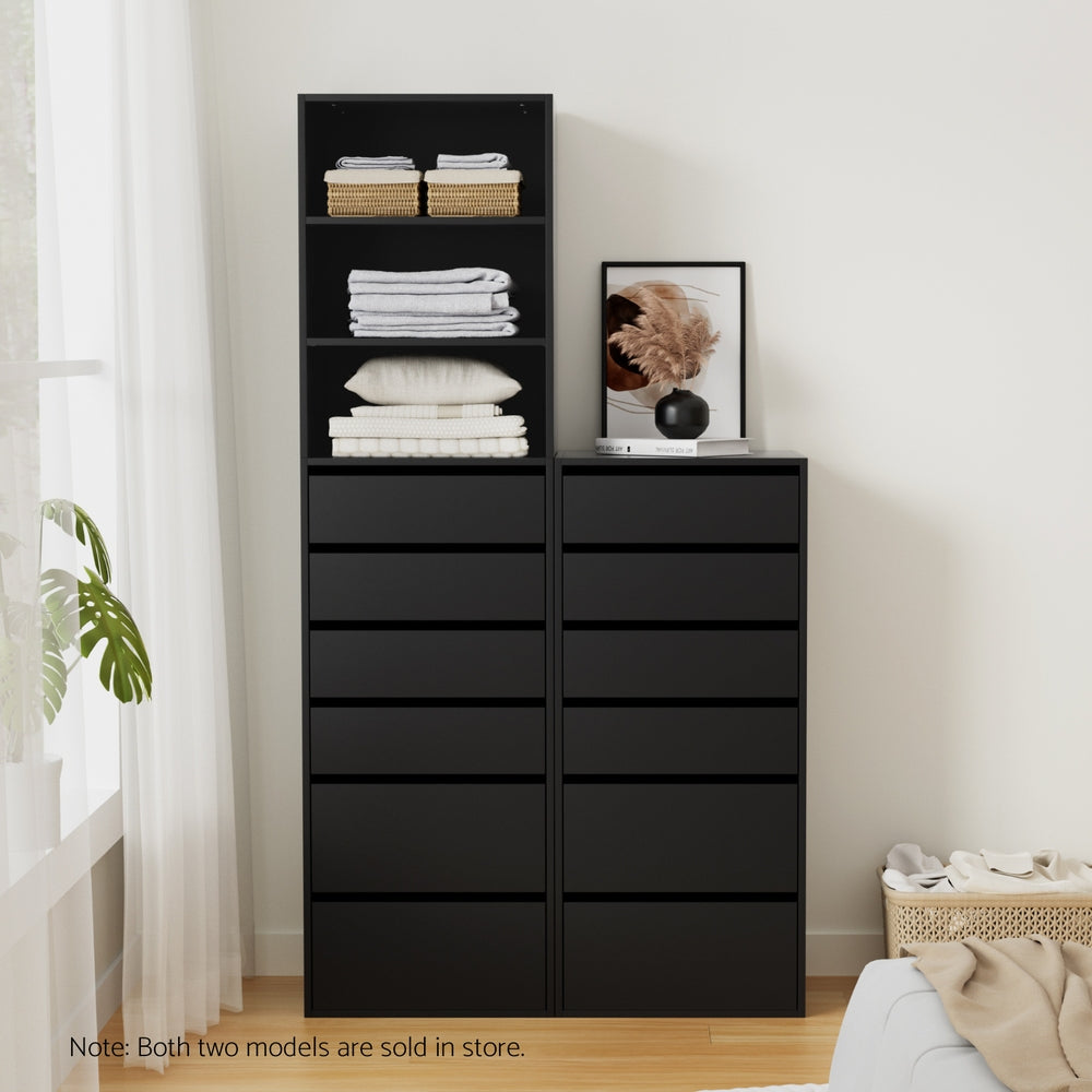 Artiss 6 Chest of Drawers Tallboy Cabinet Black 7