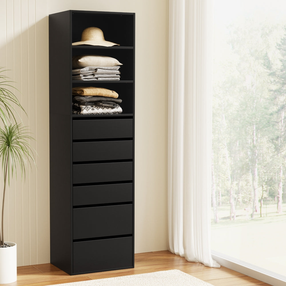 Artiss 6 Chest of Drawers Tallboy Cabinet Black 8