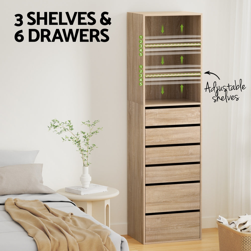 Artiss 6 Chest of Drawers Tallboy Cabinet Pine 4