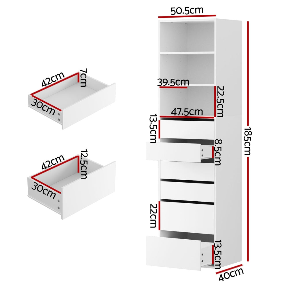 Artiss 6 Chest of Drawers Tallboy Cabinet White 3