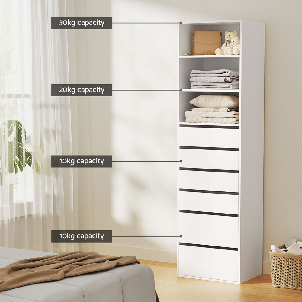 Artiss 6 Chest of Drawers Tallboy Cabinet White 6