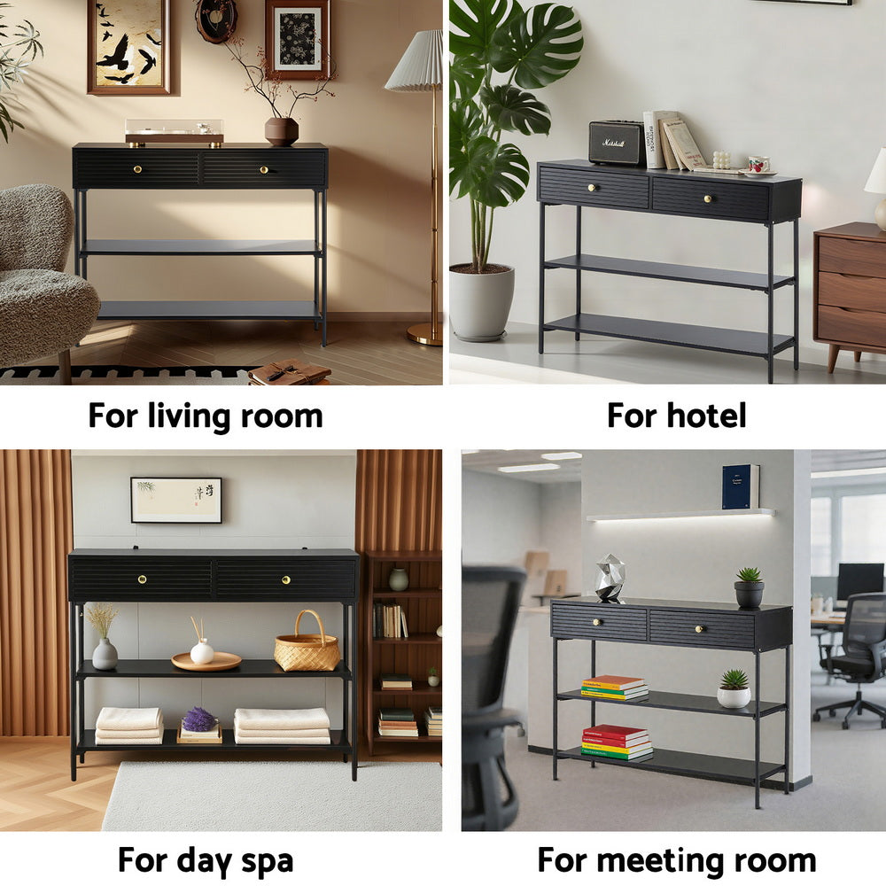 Artiss Console Table 3-Tier Black 6