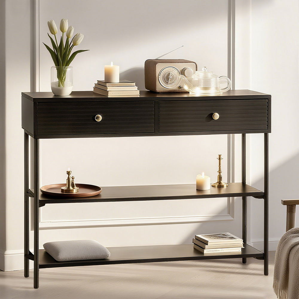 Artiss Console Table 3-Tier Black 8