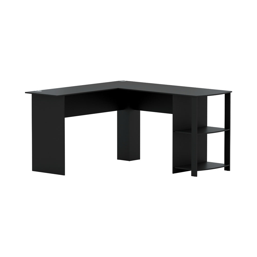 Artiss Computer Desk Shelf L-Shape Black 136CM 8