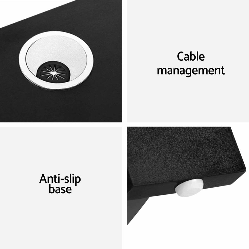 Artiss Computer Desk Shelf L-Shape Black 136CM 6