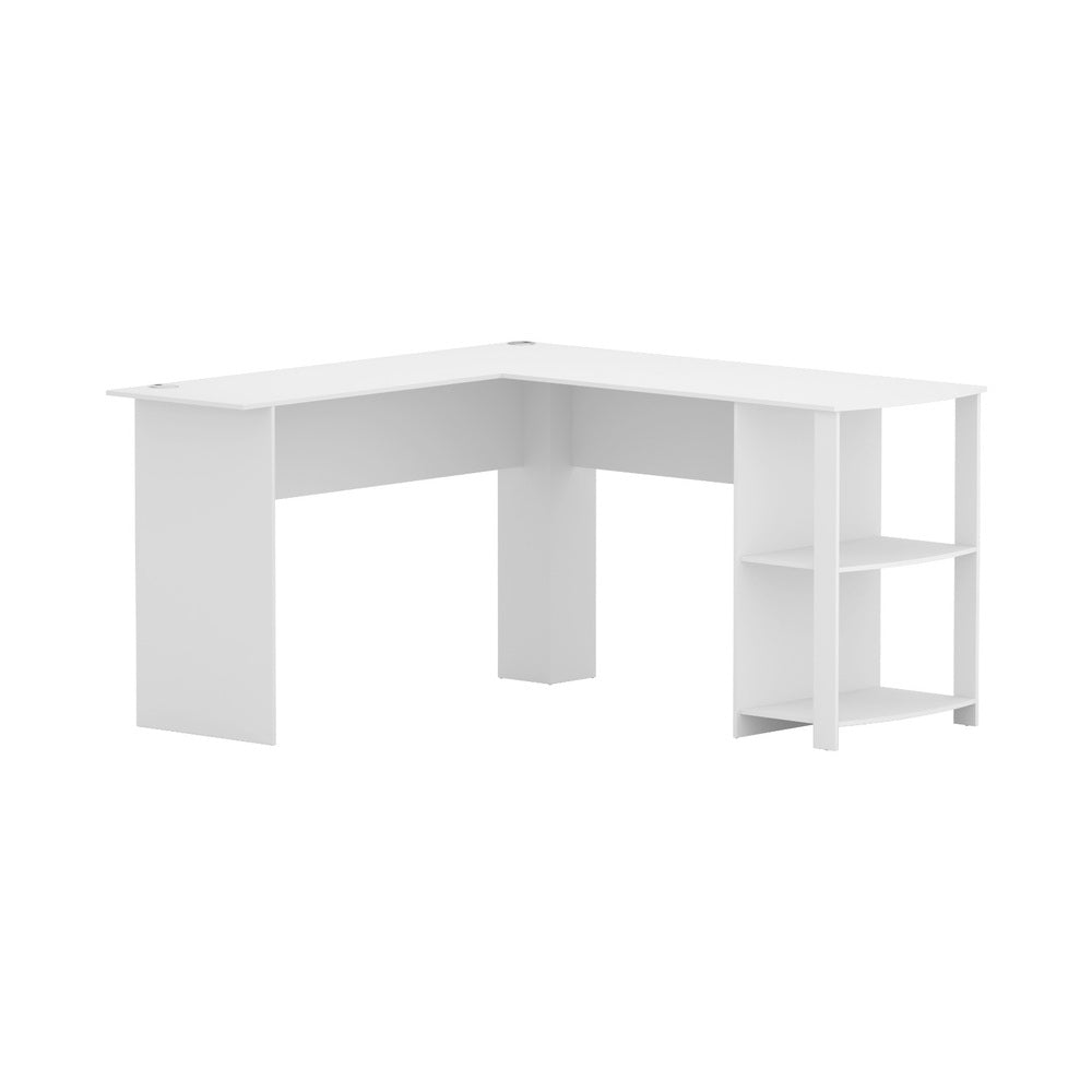 Artiss Computer Desk Shelf L-Shape White 136CM 7